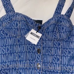 Moschino Logo Print Denim Dress NWT AUTH